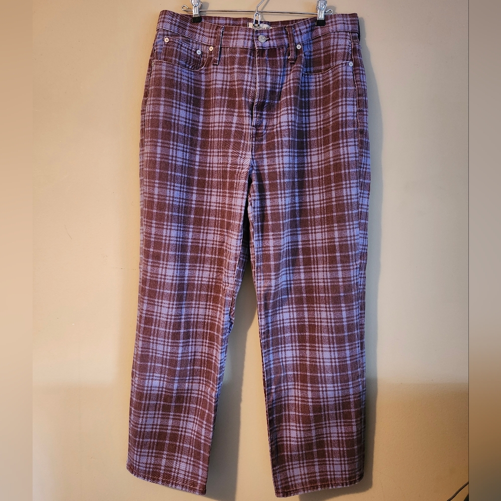 Madewell Cabernet plaid The Perfect Vintage Straight Jean